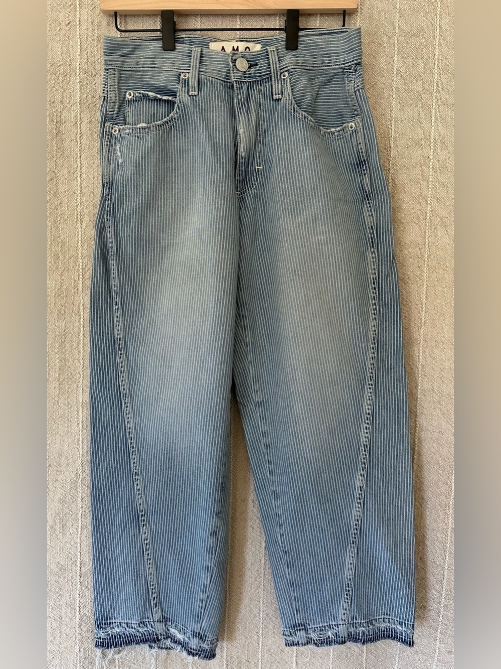 Like New! Amo Maria Barrel Pant in Blue and White Stripe 
 Size 24